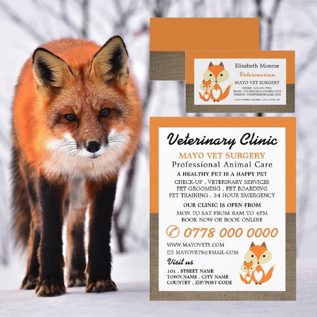 Orange Fox, Veterinarian, Veterinary Service Flyer (Creator Uploaded)
