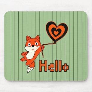 Orange fox with heart gel mouse pad
