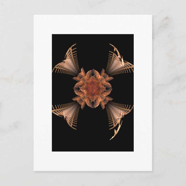 Orange Fractal Art Floral Design Postcard (Front)