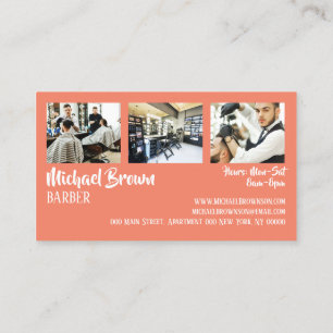 orange framed custom photo barber business card