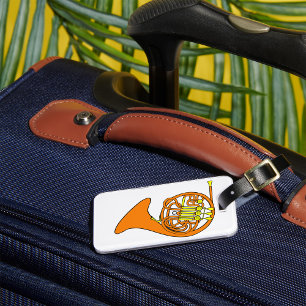 Orange French Horn Luggage Tags