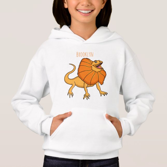 Orange frilled-neck lizard cartoon illustration (Front)
