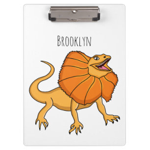 Orange frilled-neck lizard cartoon illustration clipboard