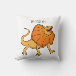 Orange frilled-neck lizard cartoon illustration  cushion