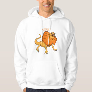 Orange frilled-neck lizard cartoon illustration hoodie