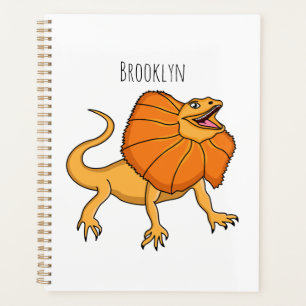 Orange frilled-neck lizard cartoon illustration planner