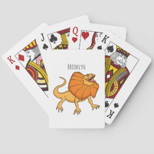 Orange frilled-neck lizard cartoon illustration  playing cards