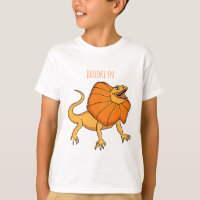 Orange frilled-neck lizard cartoon illustration 