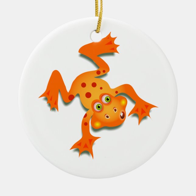 Orange Frog Ceramic Tree Decoration (Front)