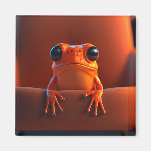 Orange Frog Striking Cute Macro Portrait Magnet
