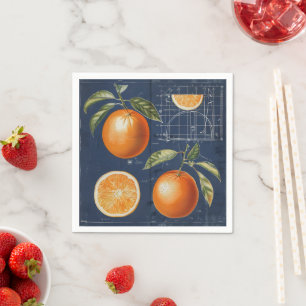 Orange Fruit Blueprint Napkin