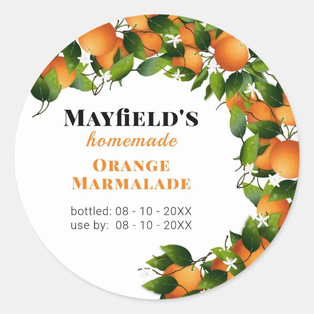 Orange Fruit Canning | Jam Jar Label (Front)