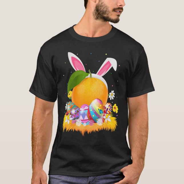 Orange Fruit   Easter Egg Funny Orange Easter Sund T-Shirt (Front)