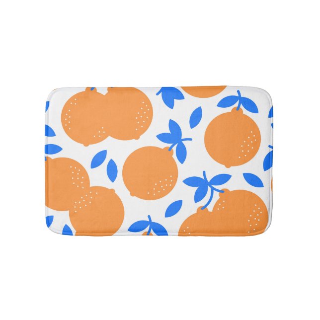 Orange Fruit: Exquisite Blue-Twigged Pattern. Bath Mat (Front)