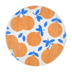 Orange Fruit: Exquisite Blue-Twigged Pattern. Cutting Board