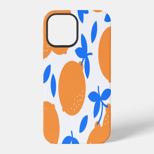 Orange Fruit: Exquisite Blue-Twigged Pattern. iPhone Case (Back)