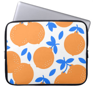 Orange Fruit: Exquisite Blue-Twigged Pattern. Laptop Sleeve