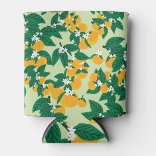 Orange fruit: green vintage pattern. can cooler