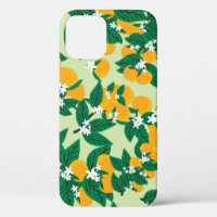 Orange fruit: green vintage pattern.
