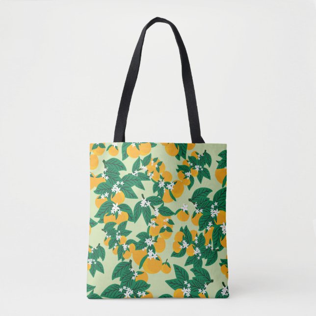 Orange fruit: green vintage pattern. tote bag (Front)
