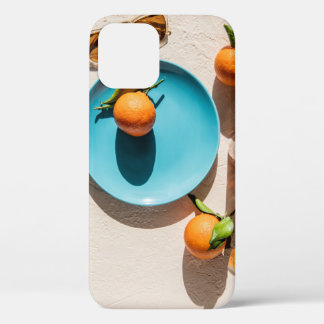 Orange fruit on plate iPhone 12 case