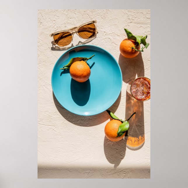 Orange fruit on plate poster (Front)