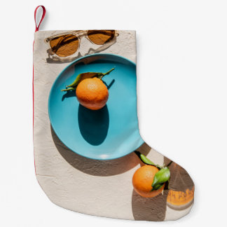 Orange fruit on plate small christmas stocking