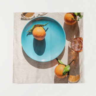 Orange fruit on plate tapestry