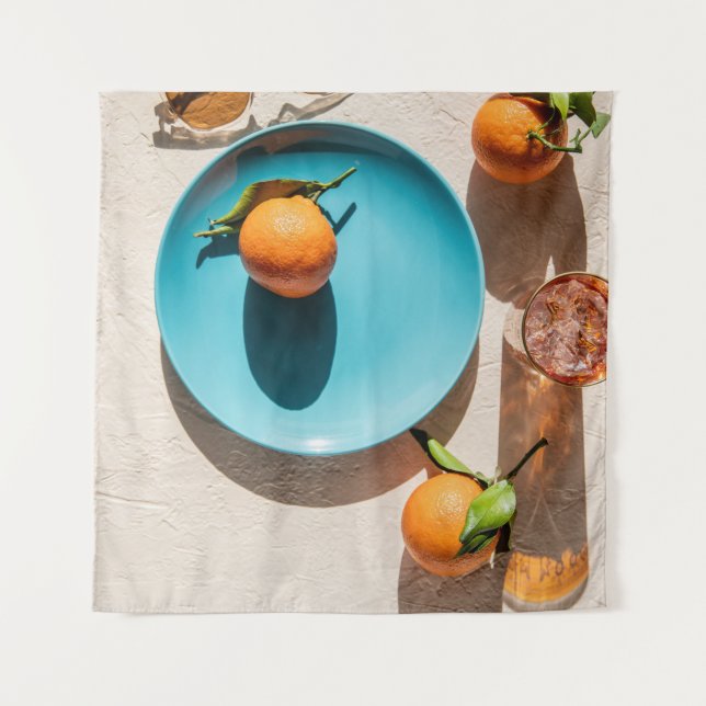 Orange fruit on plate tapestry (Front)