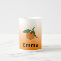 Orange Fruit & Orange White Gradient Monogrammed