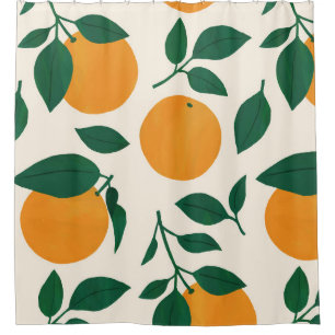 Orange Fruit Pattern Illustration Shower Curtain