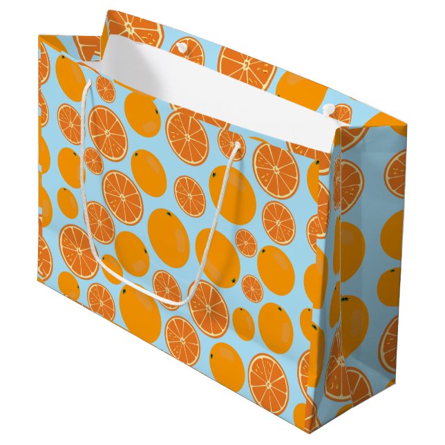 Orange Fruit Pattern Large Gift Bag (Front Angled)