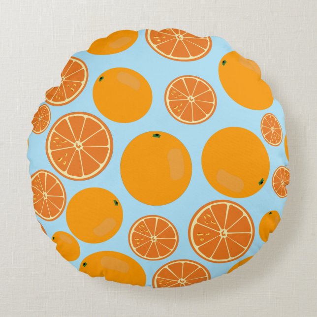 Orange Fruit Pattern Round Cushion (Front)