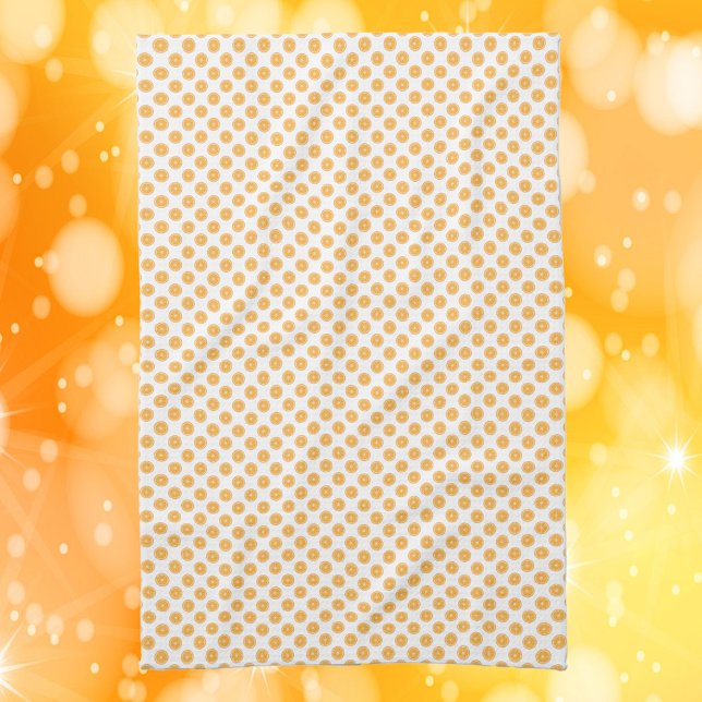 Orange Fruit Pattern Tea Towel (A kitchen towel with a pattern of oranges.)