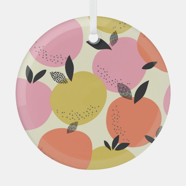 Orange Fruit, Seamless Summer Pattern. Glass Tree Decoration (Front)