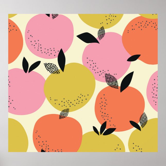 Orange Fruit, Seamless Summer Pattern. Poster (Front)