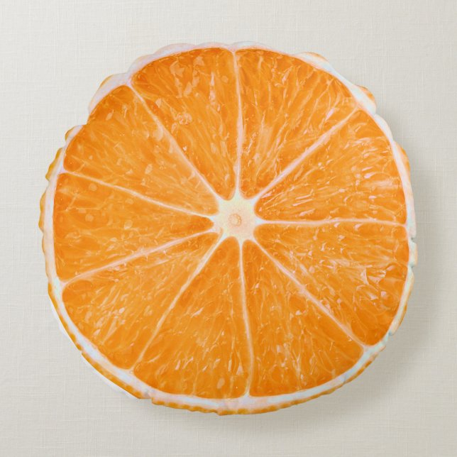 Orange Fruit Slice Cute Round Cushion (Front)