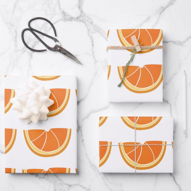 Orange Fruit Slice  Wrapping Paper Sheet (Front)