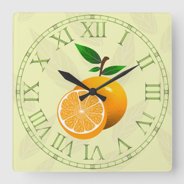 Orange Fruit Square Wall Clock (Front)