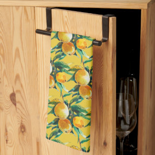 Orange Fruit Watercolor Fresh Citrus Artwork Tea Towel