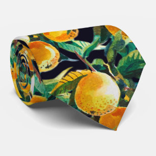 Orange Fruit Watercolor Fresh Citrus Artwork Tie