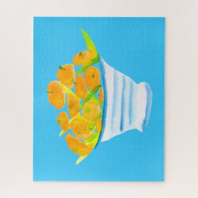 Orange fruit watercolor fruit jigsaw puzzle (Vertical)