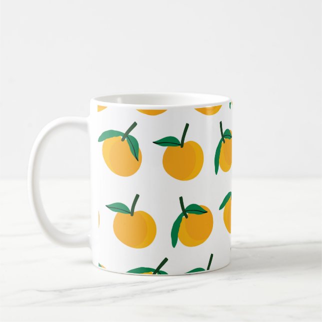 orange fruit with white background seamless patter coffee mug (Left)