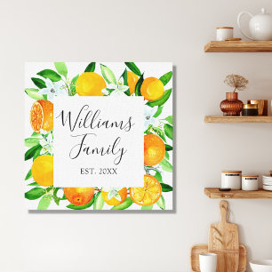 Orange Fruits and Flowers Summer Floral botanical Canvas Print
