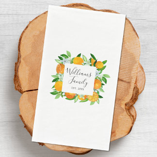 Orange Fruits and Flowers Summer Floral botanical Napkin
