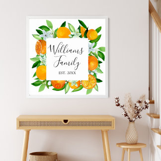 Orange Fruits and Flowers Summer Floral botanical Poster