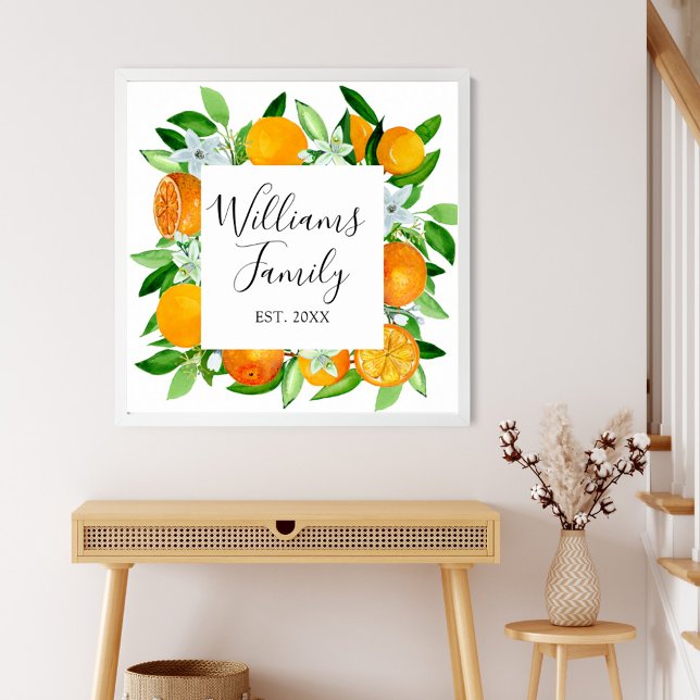 Orange Fruits and Flowers Summer Floral botanical Poster (In situ)