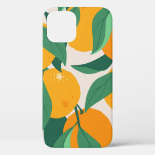 Orange fruits and leaves seamless pattern iPhone 12 case
