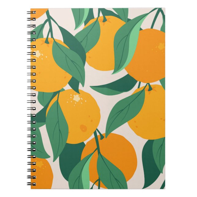 Orange fruits and leaves seamless pattern notebook (Front)