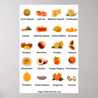 Orange Fruits and Vegetables Poster